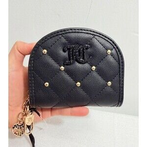 NWT Juicy Couture Holding The Line Half Moon Wallet W/ Inside Mirror  Black